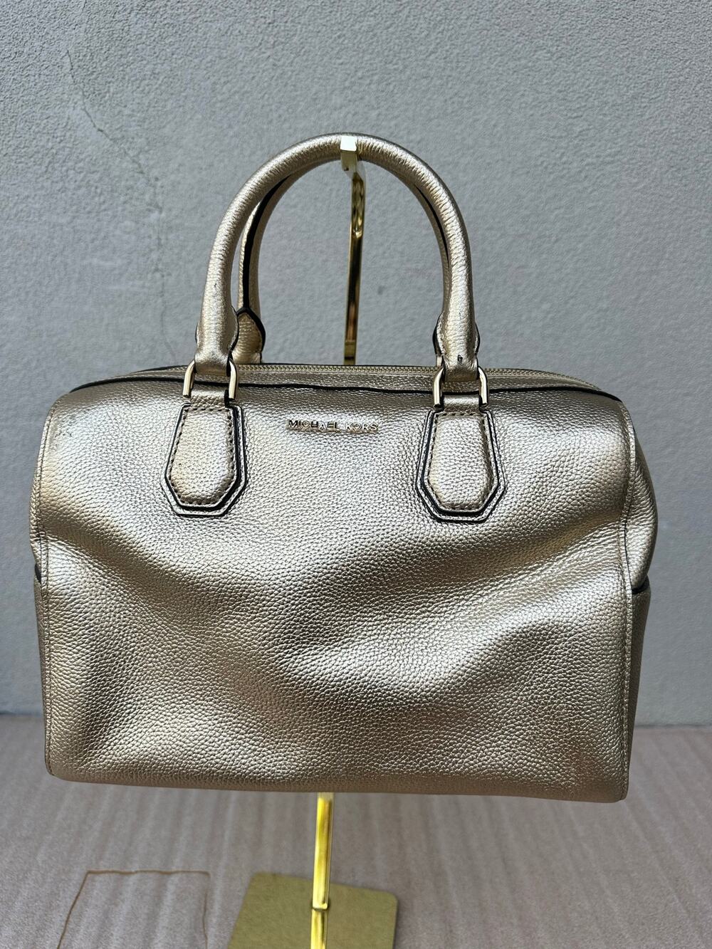 Michael Kors Studio Mercer Medium Duffle Pebbled Leather Satchel Crossbody